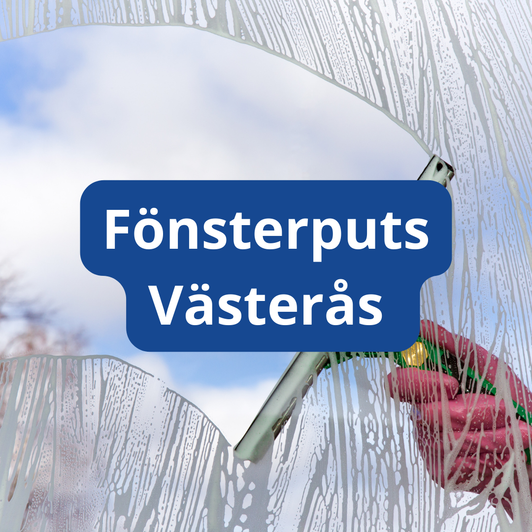 På bilden syns en fönsterputsare i Västerås som varit aktiv i Västerås kommun i över 10 år. Den lokala fönsterputsaren blir anlitade av företag och privatpersoner i Västerås.